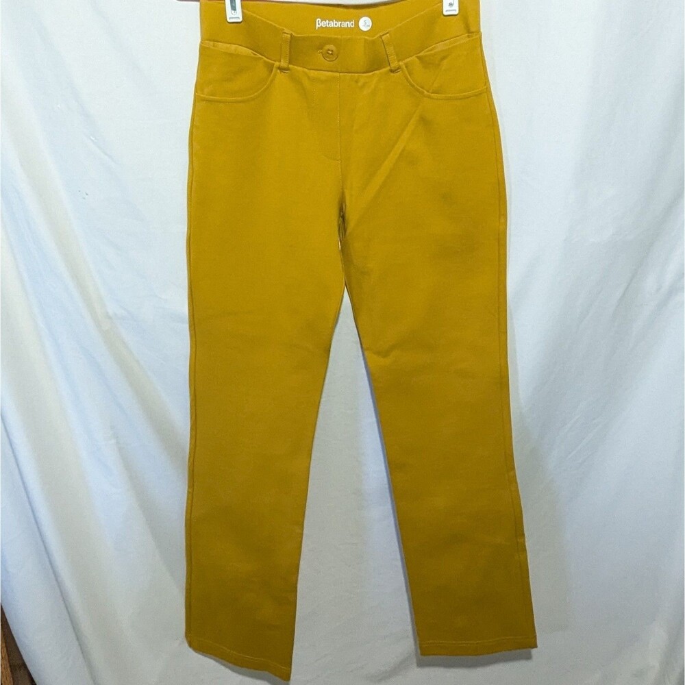 Betabrand Dress Pant Yoga Pants Women S Petite Mustard Yellow Skinny Workwear